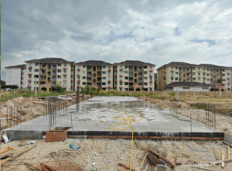 Construction progress with earthwork activities