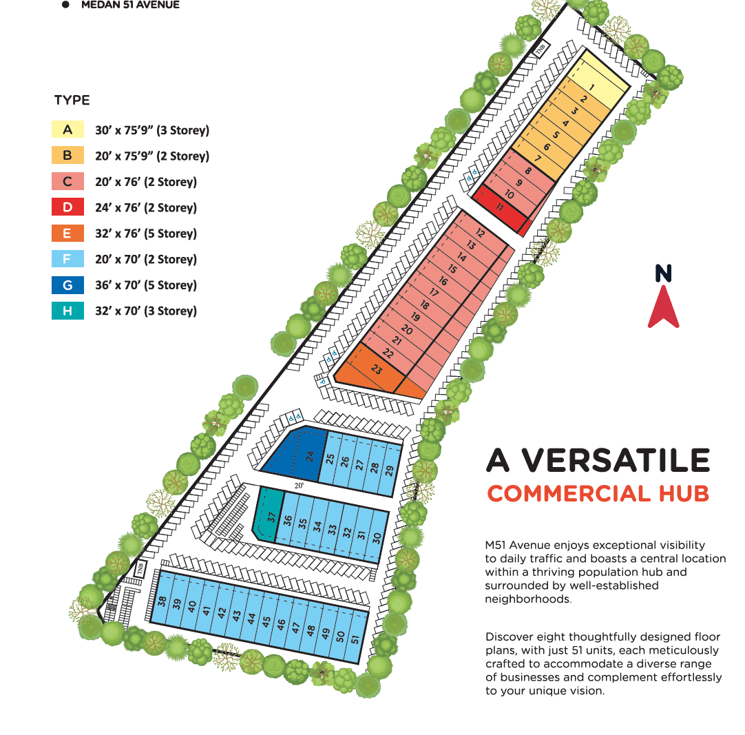 Site plan show ample parking space in M51 Avenue